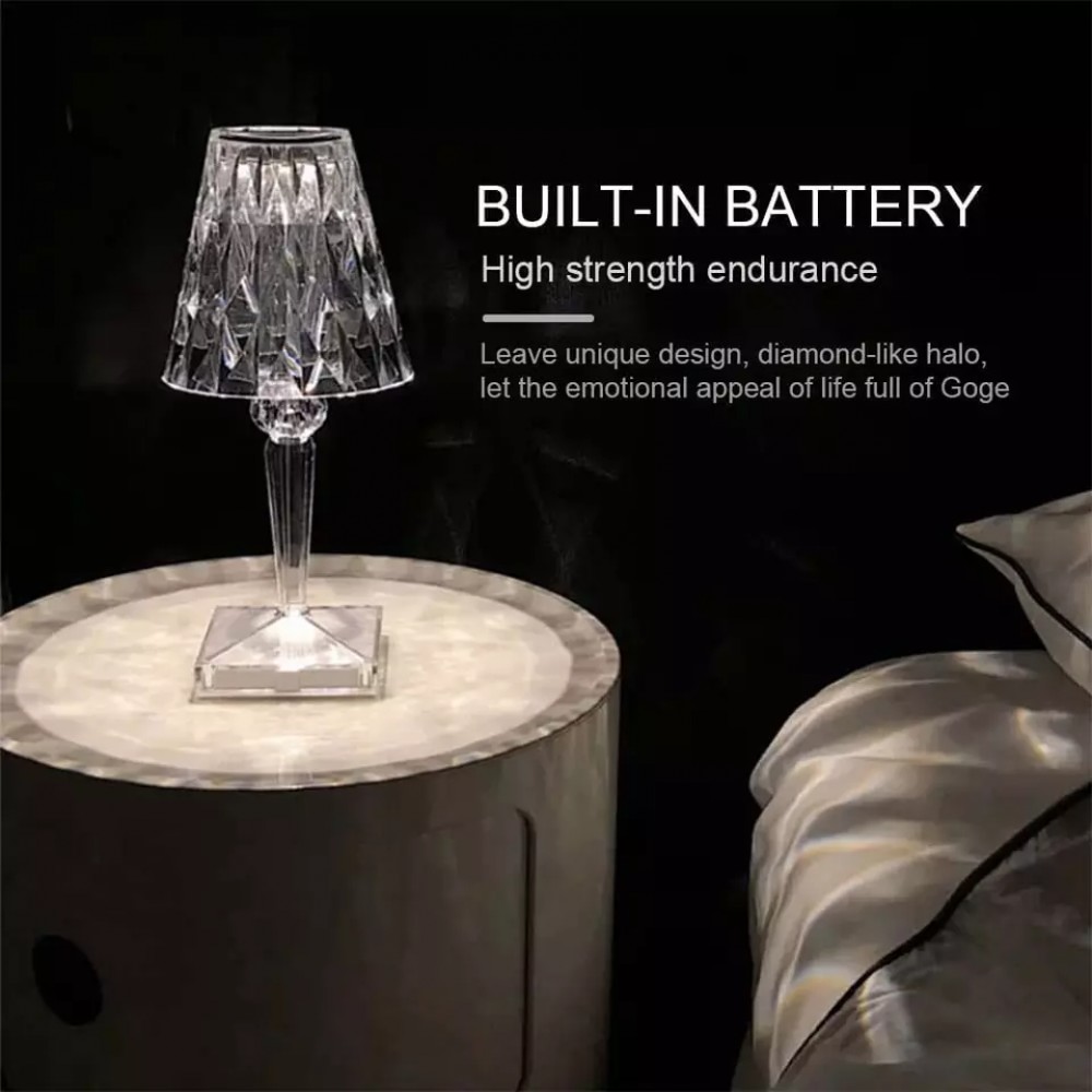 Lampe de chevet/table design transparente tactile style diamants/cristal et  LED multicolores sans fil - Acheter sur PhoneLook