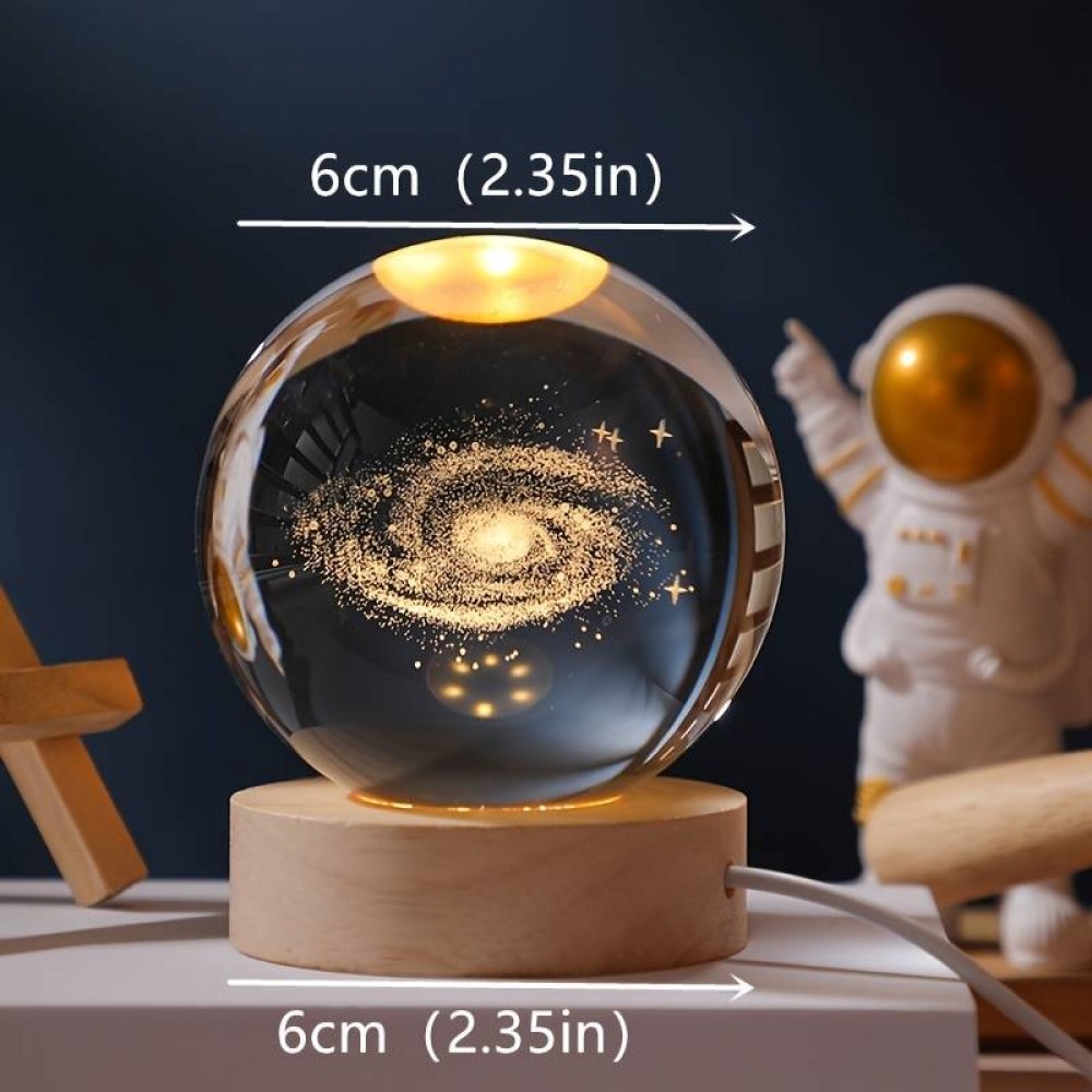 Dekorative 3D Kristallnachtlampe in Kugelform mit Motiv Mond - Transparent