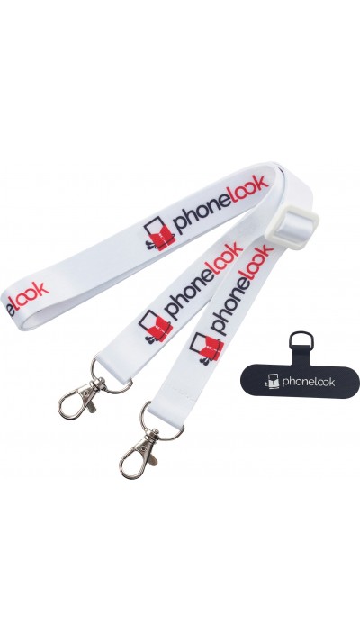 Lanière universelle attache-téléphone tour de cou compatible avec toutes les coques - Blanc