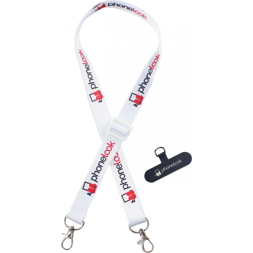 Lanière universelle attache-téléphone tour de cou compatible avec toutes les coques - Blanc