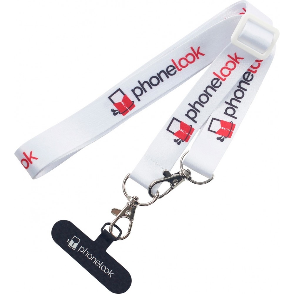 Lanière universelle attache-téléphone tour de cou compatible avec toutes les coques - Blanc