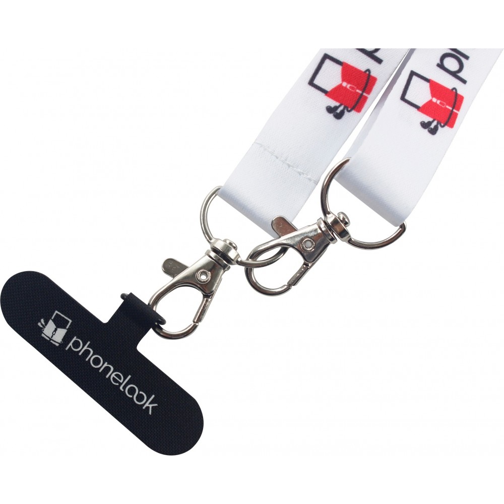 Lanière universelle attache-téléphone tour de cou compatible avec toutes les coques - Blanc