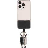 Lanière universelle pour smartphone cordon tressé tricolore en tissu élastique - Noir