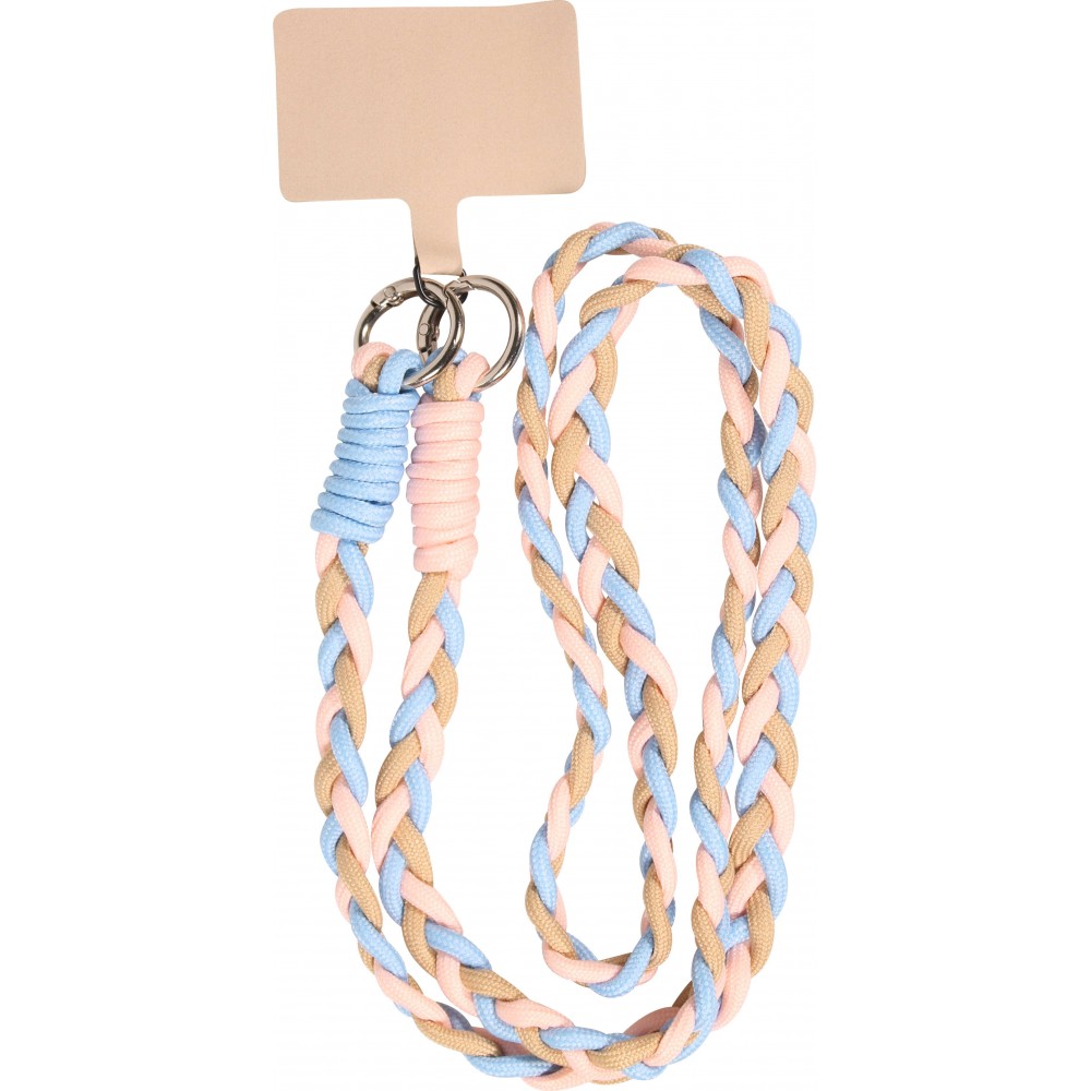 Universalriemen für Smartphones dreifarbige geflochtene Kordel aus elastischem Stoff - Pastel