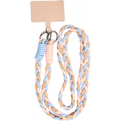 Universalriemen f&uuml;r Smartphones dreifarbige geflochtene Kordel aus elastischem Stoff - Pastel