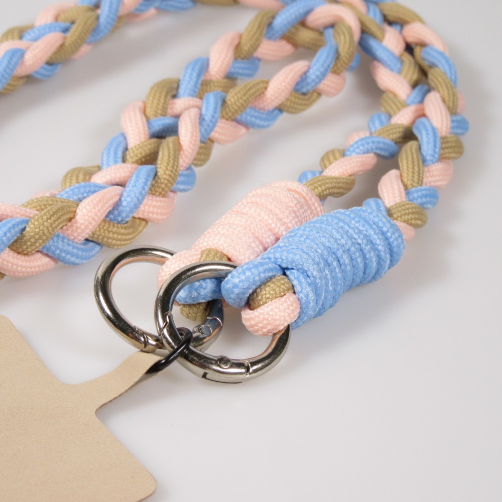 Universalriemen für Smartphones dreifarbige geflochtene Kordel aus elastischem Stoff - Pastel