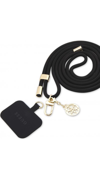 Lanière/lacet Guess avec logo gravé et pendentif charm doré universel - Noir