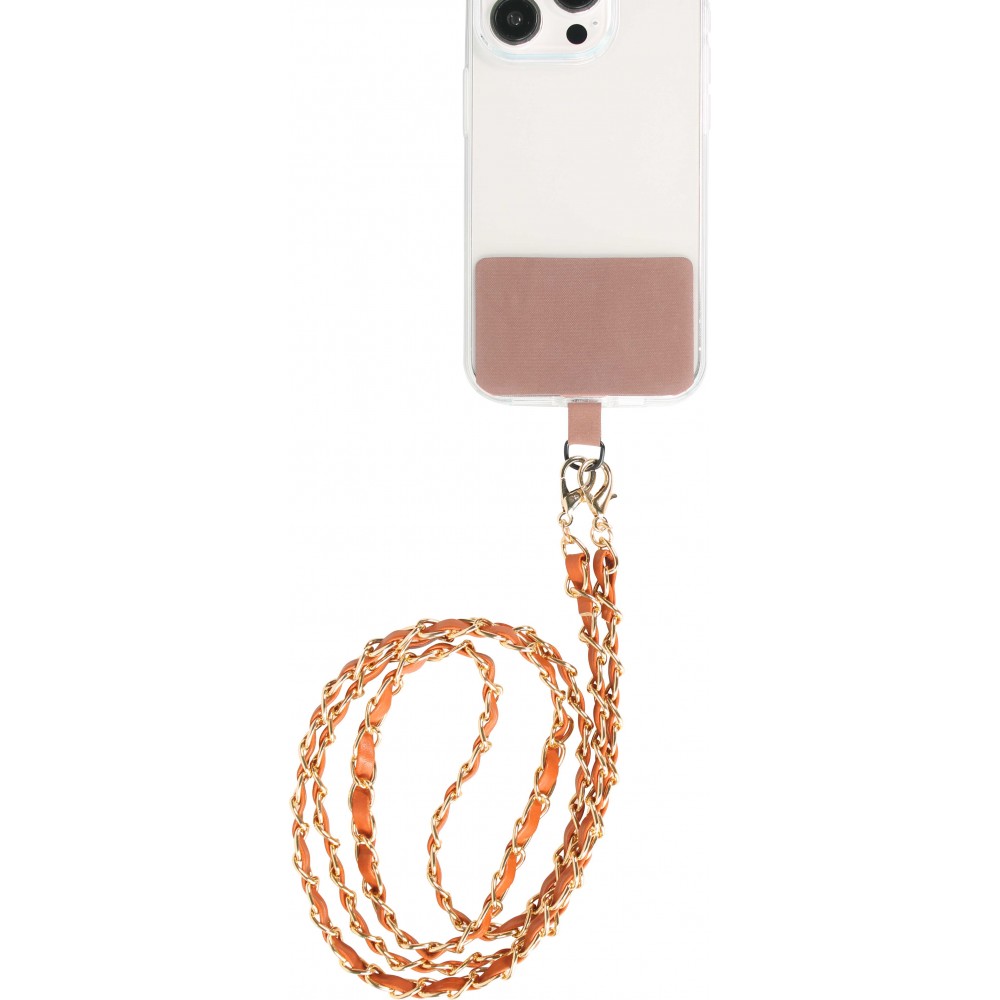 Elegante und raffinierte universelle Smartphone-Schlaufe/Schnalle aus Kunstleder und Metall - Braun