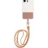 Elegante und raffinierte universelle Smartphone-Schlaufe/Schnalle aus Kunstleder und Metall - Braun