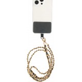 Lanière/lacet élégante et sophistiquée universelle pour smartphone en similicuir et métal - Noir