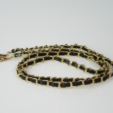 Lanière/lacet élégante et sophistiquée universelle pour smartphone en similicuir et métal - Noir