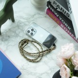 Lanière/lacet élégante et sophistiquée universelle pour smartphone en similicuir et métal - Noir