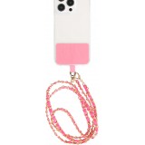 Lanière/lacet élégante et sophistiquée universelle pour smartphone en similicuir et métal - Rose foncé