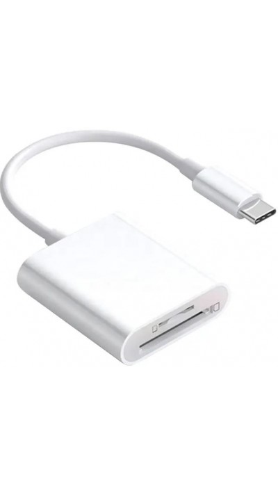 Lecteur carte SD et microSD USB-C 2 en 1 pour MacBook et tablettes - Blanc