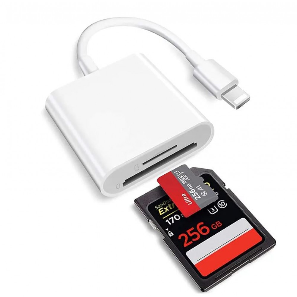 Lecteur carte SD et microSD USB-C 2 en 1 pour MacBook et tablettes - Blanc