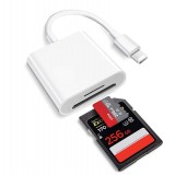 Lecteur carte SD et microSD USB-C 2 en 1 pour MacBook et tablettes - Blanc