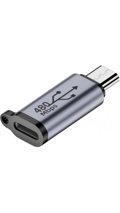Lightning vers Micro USB - Adaptateur de charge de haute qualité Connecteur Transfert de données 480Mbps Aluminium