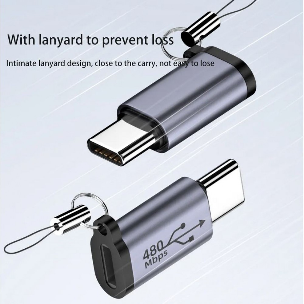 Lightning zu USB-C - Hochwertiger Lade-Adapter Stecker Datentransfer 480Mbps Aluminium