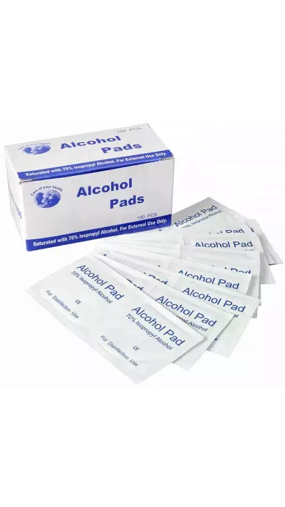 Paquet de mini lingettes désinfectantes (paquet de 100) pour les mains / le matériel - 75% Alc.