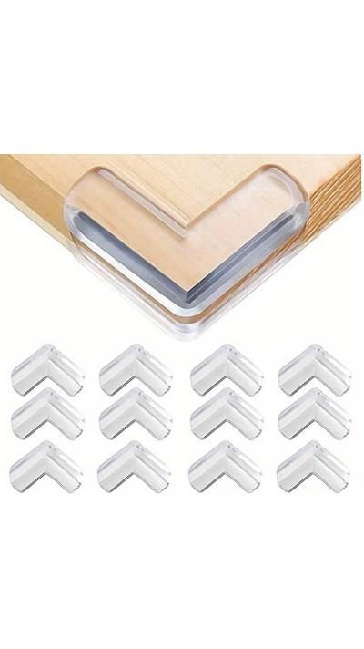 Lot de 12 protections pour coins de meuble en silicone idéal pour les bébés - Transparent