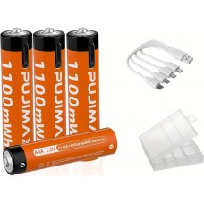 Lot de 4 Piles AAA rechargeables (1100 mAh) avec port USB-C