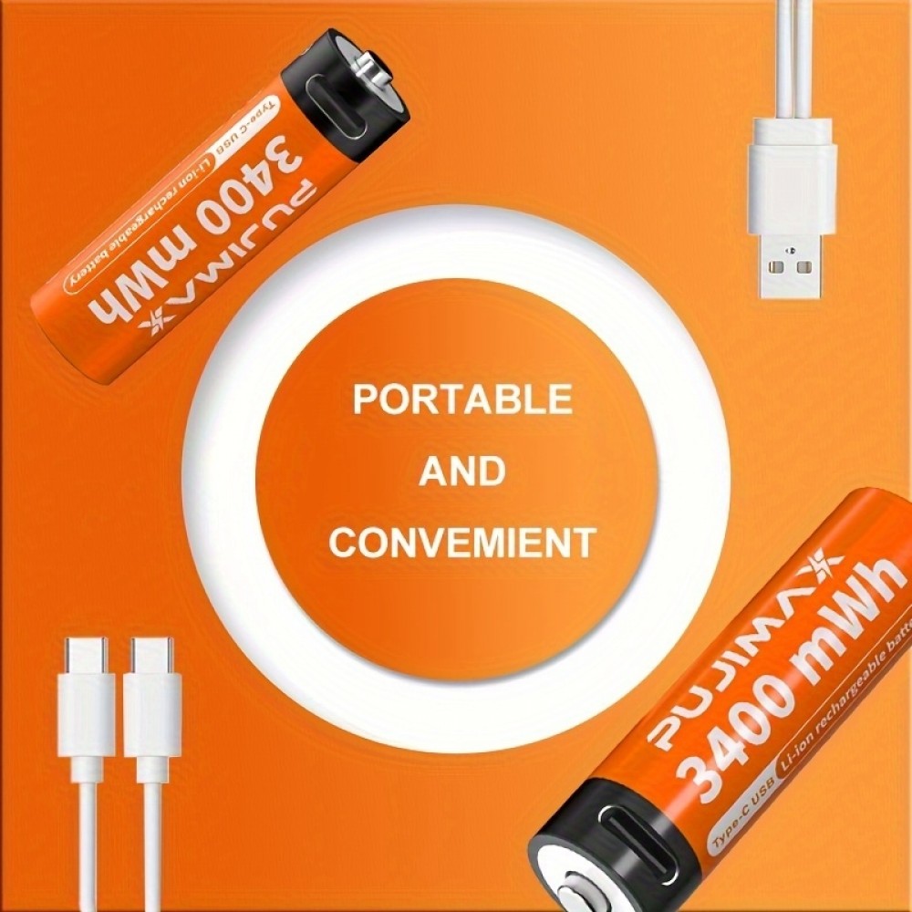 Lot de 4 Piles AAA rechargeables (1100 mAh) avec port USB-C