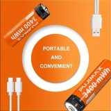 Lot de 4 Piles AAA rechargeables (1100 mAh) avec port USB-C