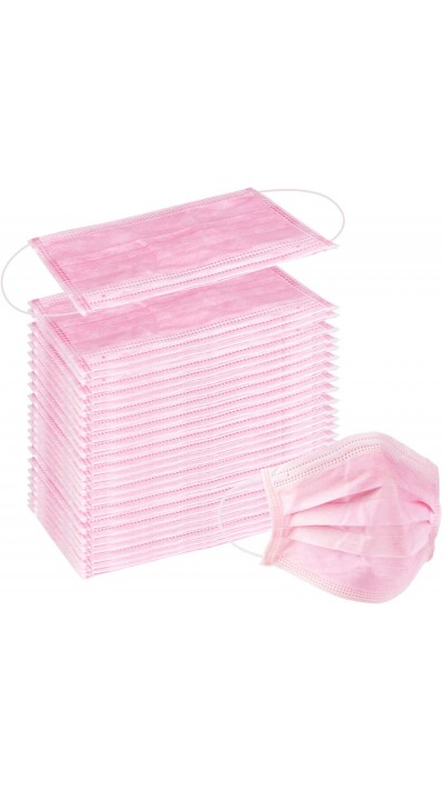 Lot de 50 masques chirurgicaux de protection jetables - Roses