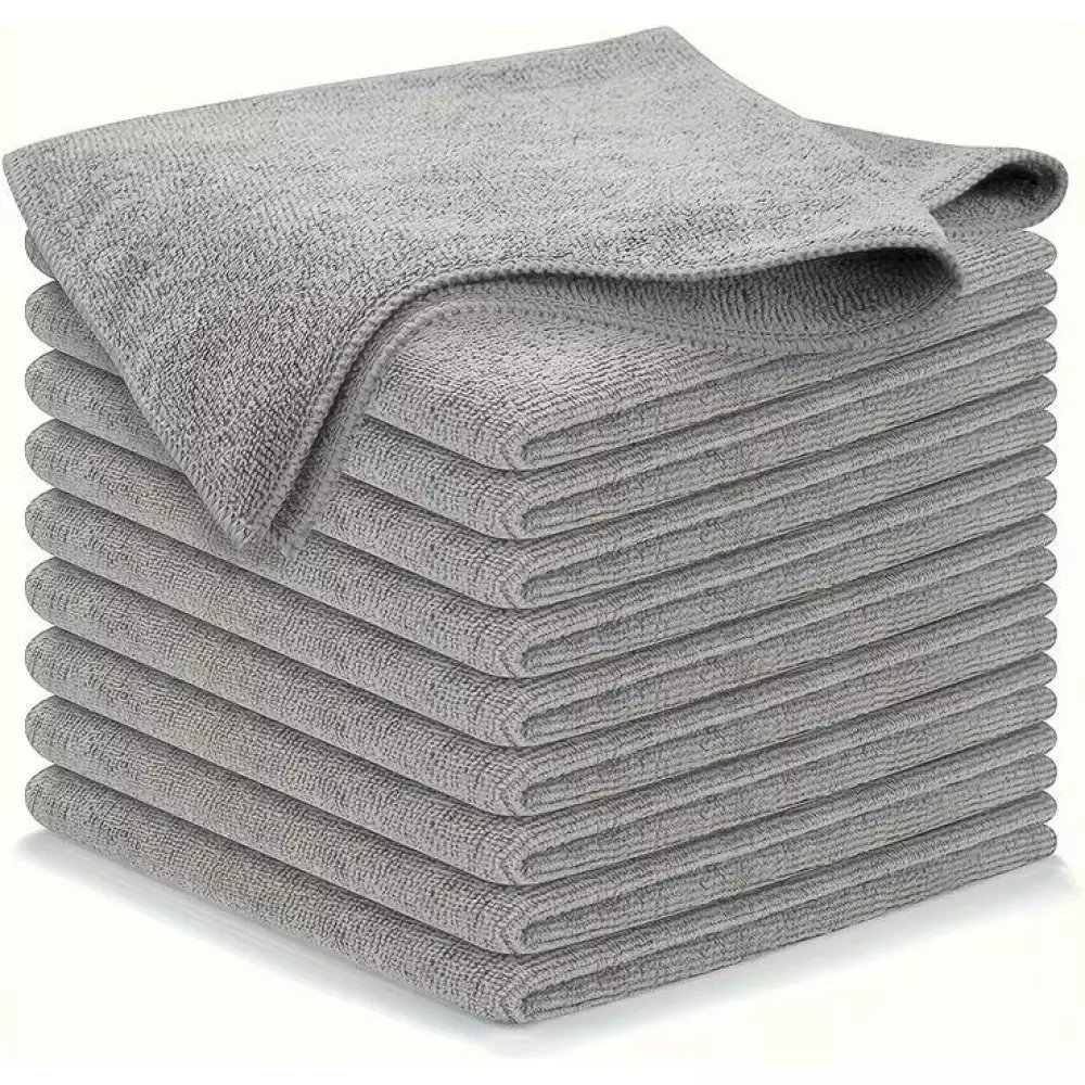 Lot de chiffons de nettoyage en microfibre ultra-fine absorbants et doux (lot de 10 pièces) - Gris clair