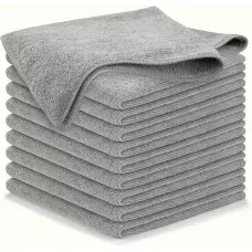 Lot de chiffons de nettoyage en microfibre ultra-fine absorbants et doux (lot de 10 pièces) - Gris clair