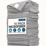 Lot de chiffons de nettoyage en microfibre ultra-fine absorbants et doux (lot de 10 pièces) - Gris clair