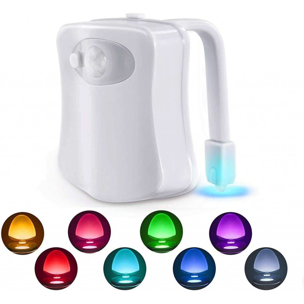 Lampe WC LED 16 Couleurs - Détecteur Mouvement - Capteur Lumière - Piles AA