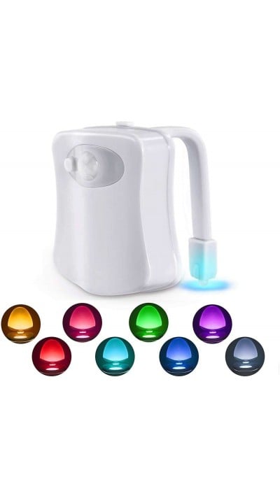 Lumière LED pour toilettes 16 couleurs avec capteur de mouvement - Blanc