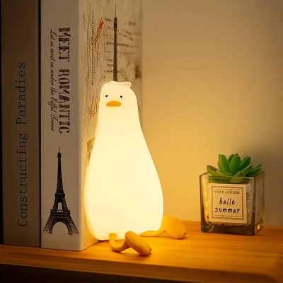 Lumière de nuit veilleuse canard mignon en silicone avec fonction tactile + USB-C - Blanc
