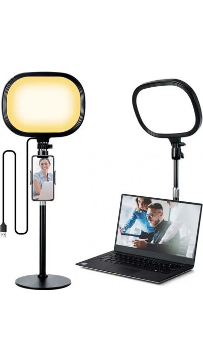 Lumière selfie de table studio sur pied bi-color pour visio-conférence / podcast / YouTube Stream