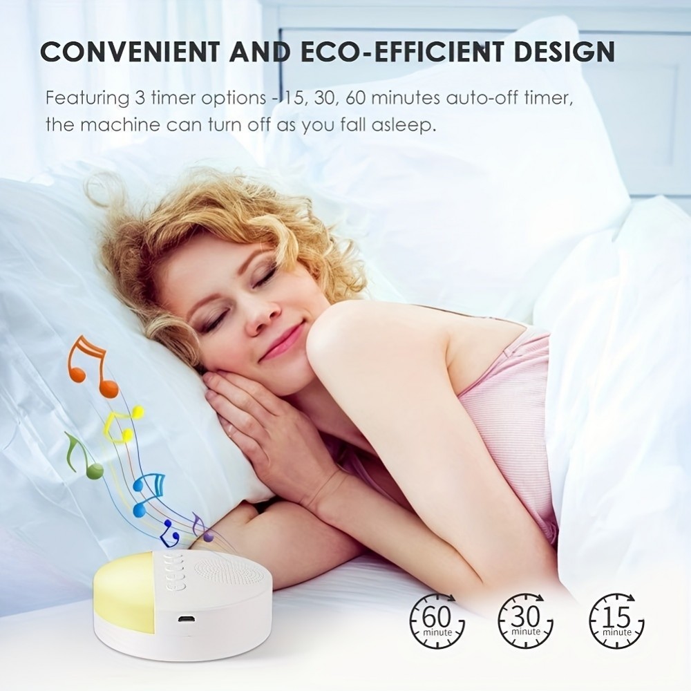 Machine à bruit blanc apaisant avec veilleuse LED intégrée pour sommeil apaisé bébé, enfant et adulte