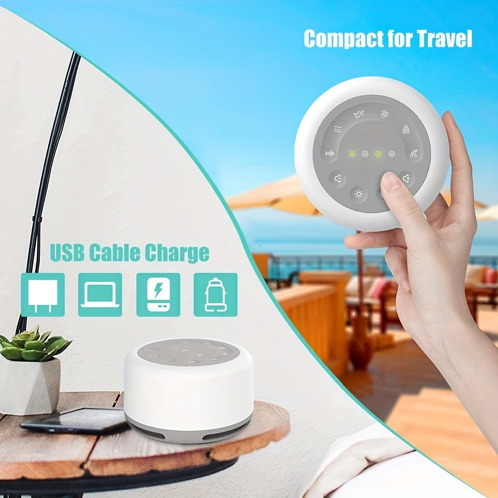 Machine à bruit blanc rechargeable avec lumières colorées (24 sons apaisants et minuterie) pour enfants et adultes