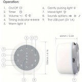 Machine à bruit blanc rechargeable avec lumières colorées (24 sons apaisants et minuterie) pour enfants et adultes