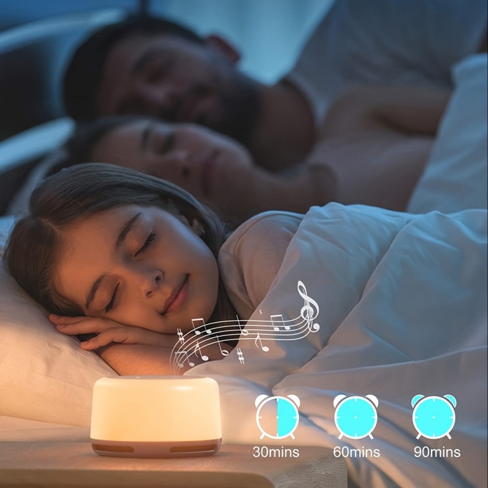 Machine à bruit blanc rechargeable avec lumières colorées (24 sons apaisants et minuterie) pour enfants et adultes