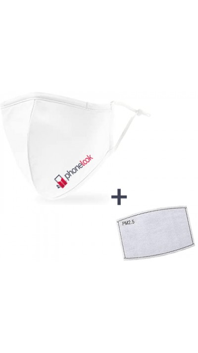 Masque de protection PhoneLook FFP2 avec 1 filtre à charbon actif - Blanc