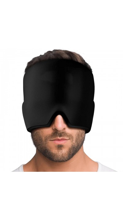 Masque / bonnet universel anti-migraine thérapie froid et chaud pour adulte - Noir