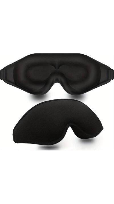 Masque de sommeil 3D sculpté ajustable en forme 3D pour les yeux Unisex idéal pour dormir - Noir