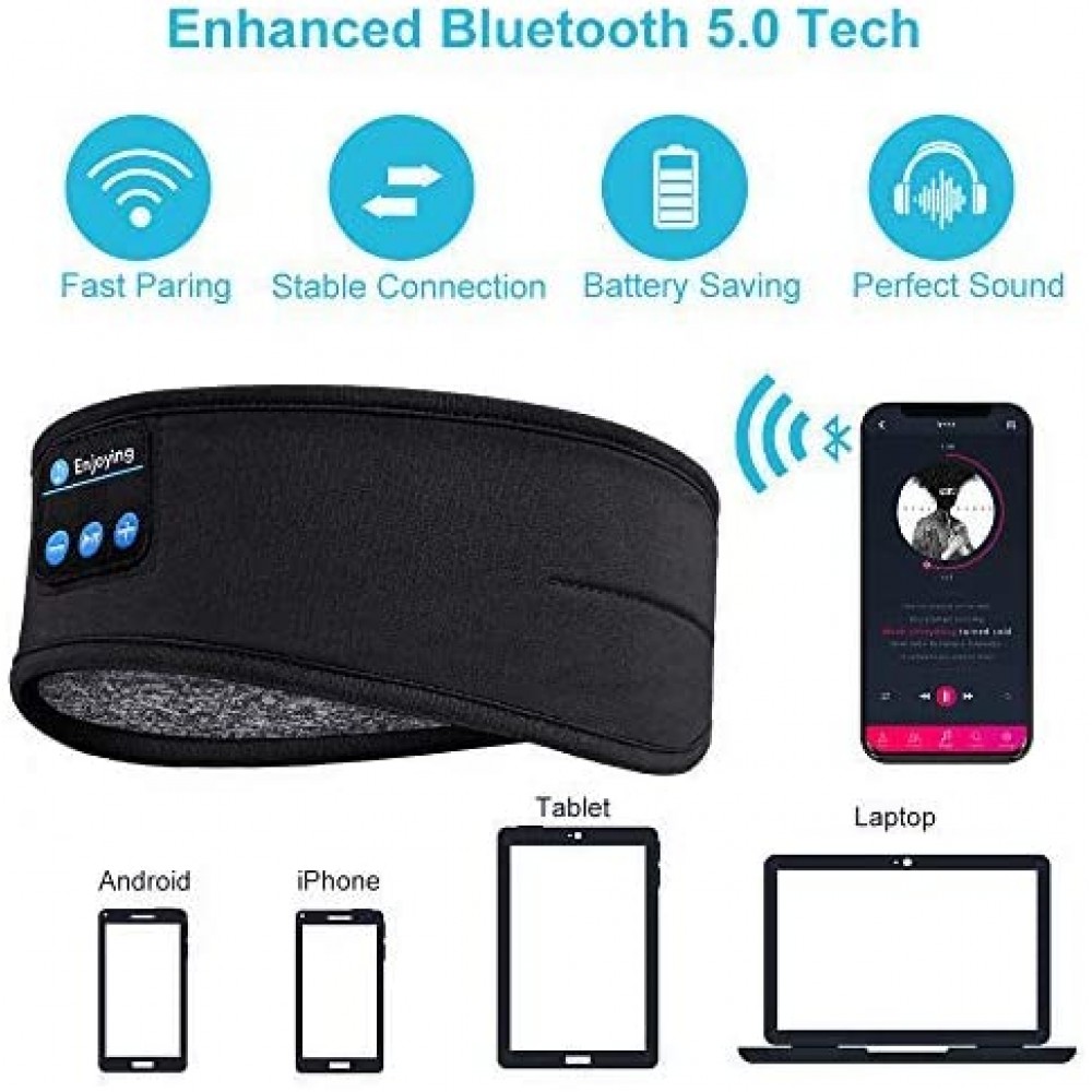 Bandeau de sommeil Bluetooth serre-tête avec haut-parleurs de musique  intégrés - Noir - Acheter sur PhoneLook