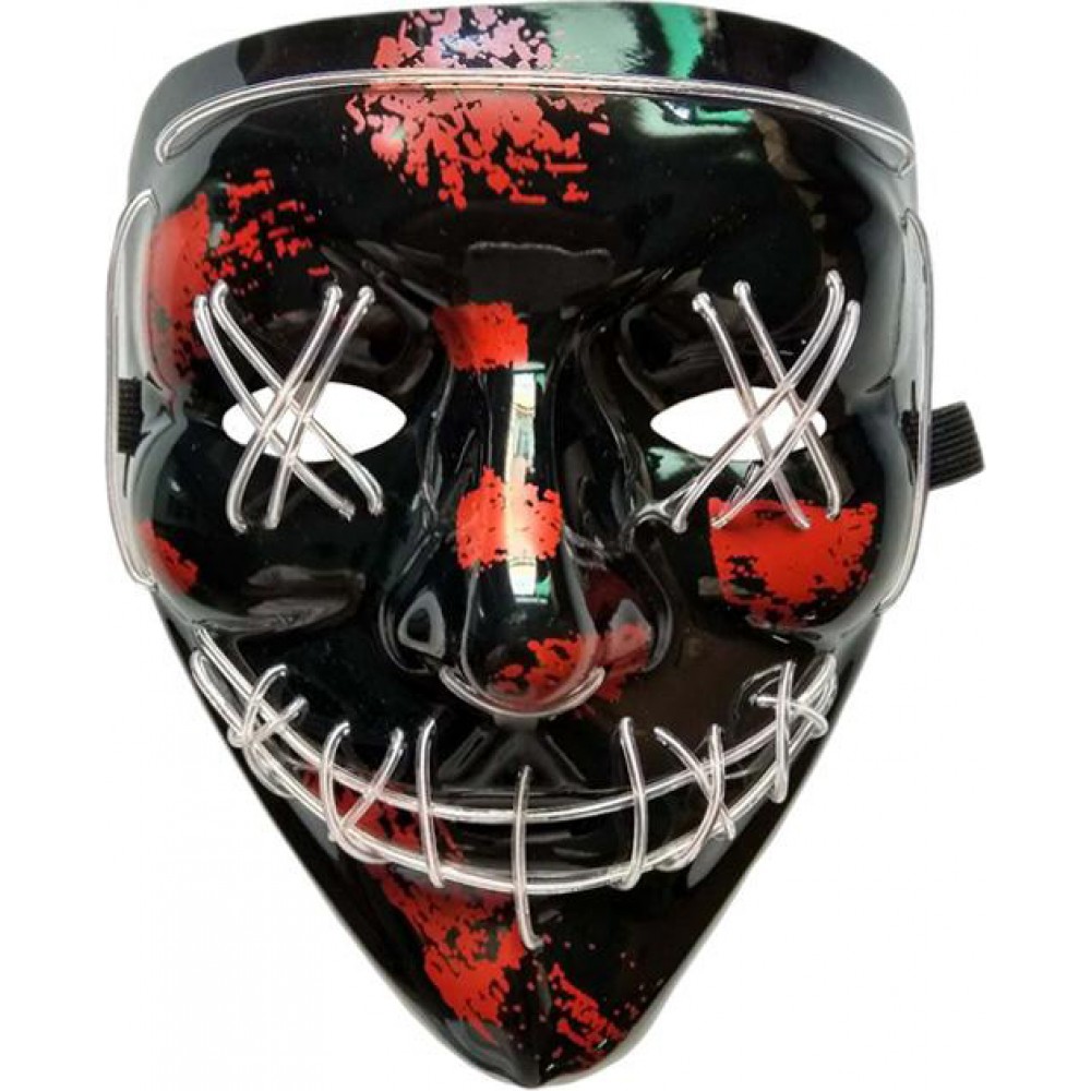 Cosplay Maske "The Purge" - Neon LED Gesichtsmaske Halloween Universalgrösse - Weiss