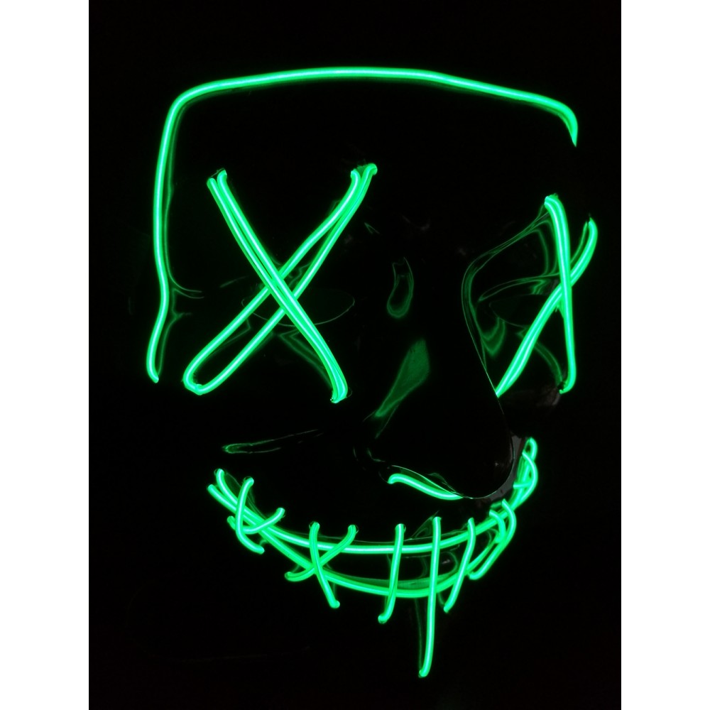 Masque Cosplay "The Purge" - Masque de visage à LED néon Halloween Taille universelle - Blanc