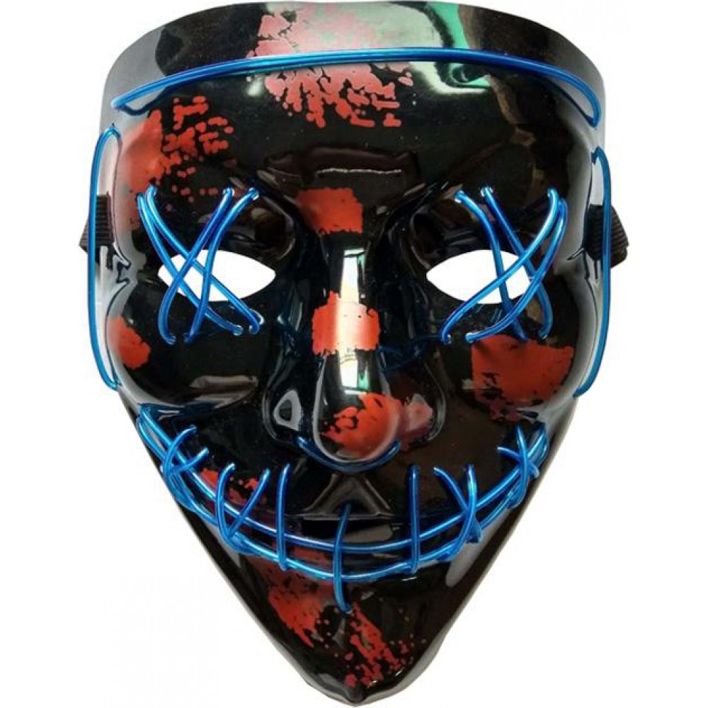 Masque Cosplay "The Purge" - Masque de visage à LED néon Halloween Taille universelle - Bleu