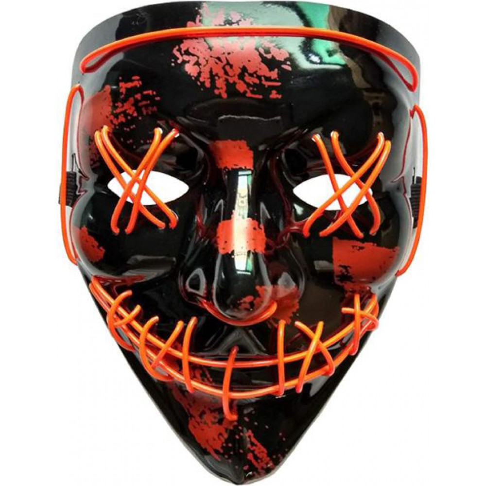 Cosplay Maske "The Purge" - Neon LED Gesichtsmaske Halloween Universalgrösse - Rot