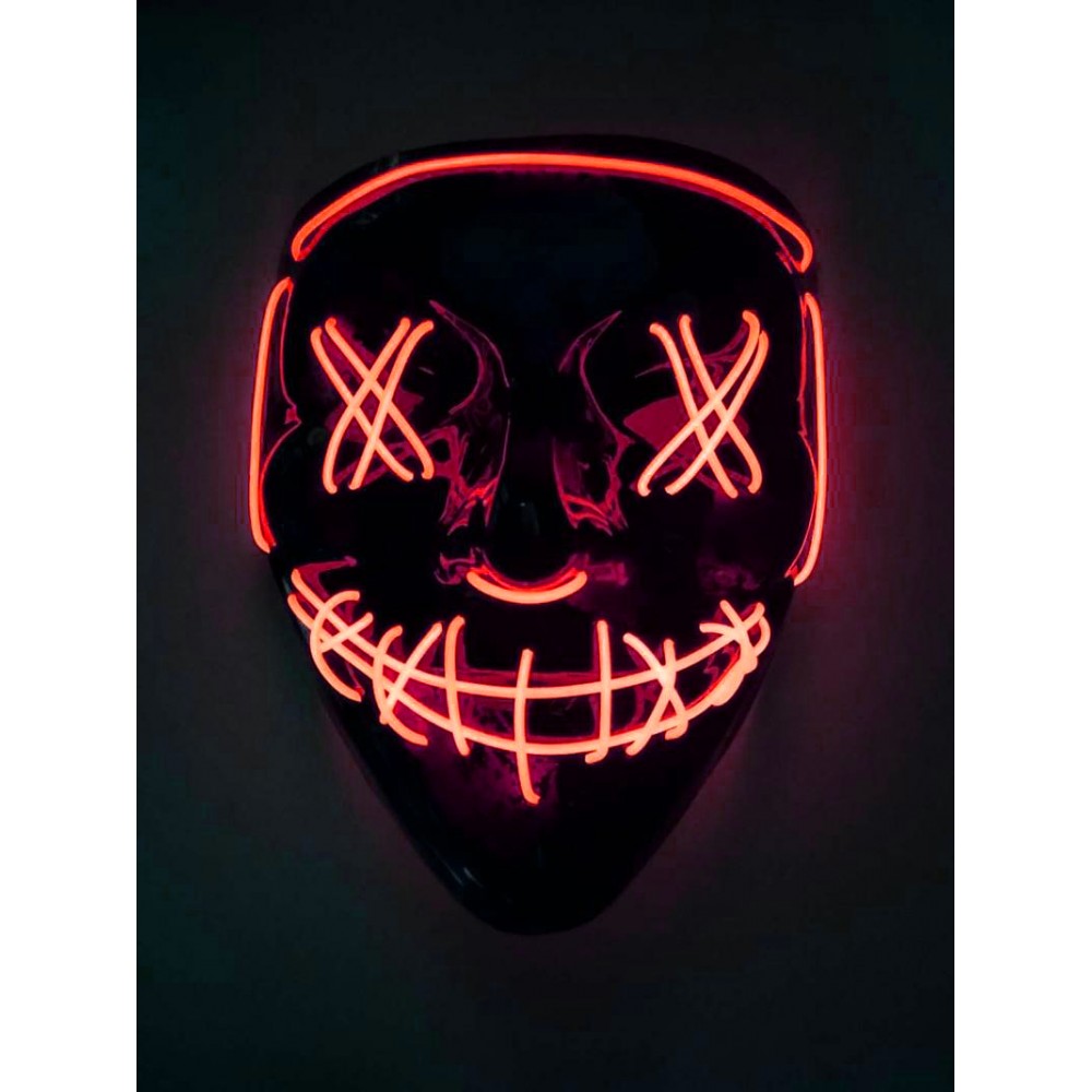 Cosplay Maske "The Purge" - Neon LED Gesichtsmaske Halloween Universalgrösse - Rot