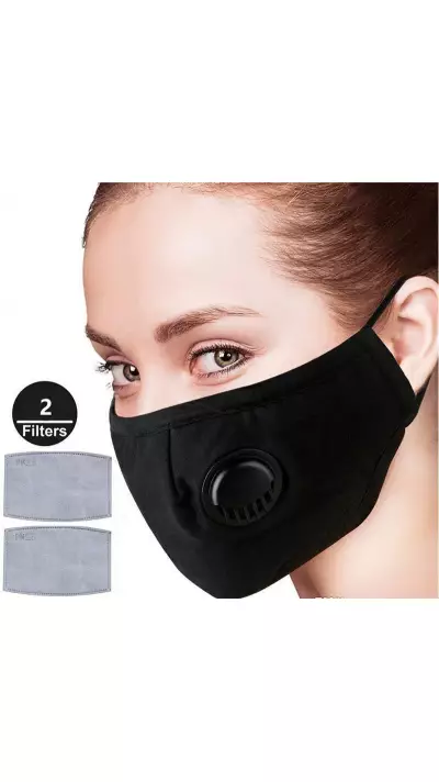 Masque facial N95 (2 filtres à charbon actif) - Masque chirurgical de protection - Noir