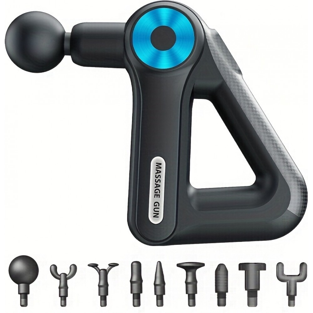 Massage Gun - Pistolet de massage rechargeable grande capacité 9 niveaux d'intensité / 9 têtes de massage